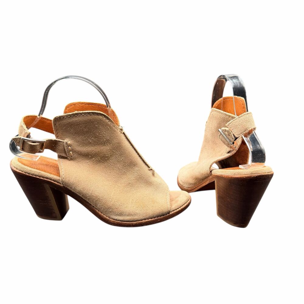 Frye Suede Slingback Heeled Sandals Ash Size 7.5 B Made in Mexico